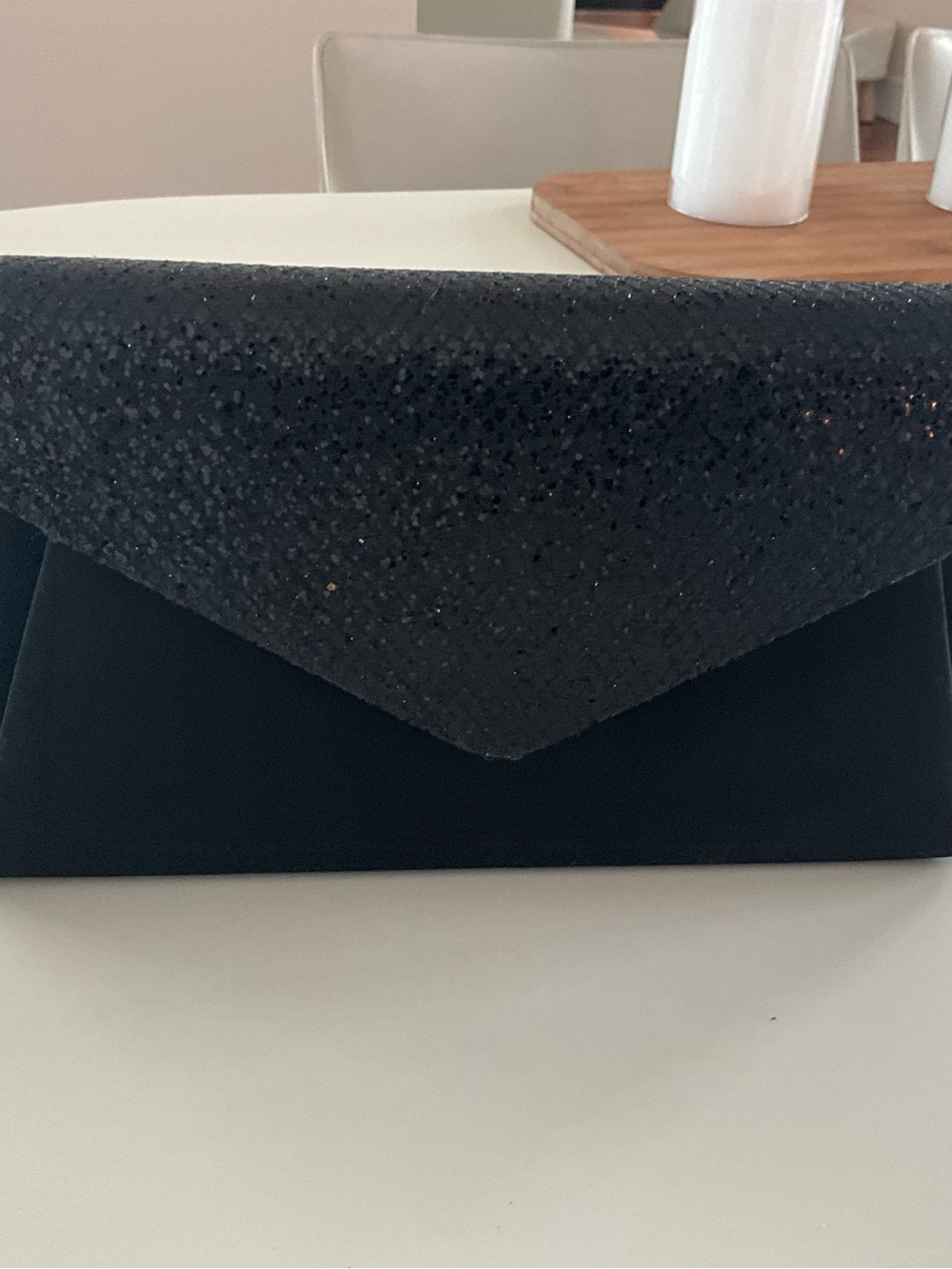 Elegant Black Sequin Envelope Clutch Wristlet